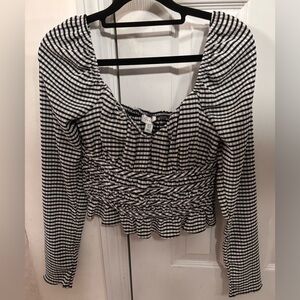 Topshop Black and White Checkered Blouse